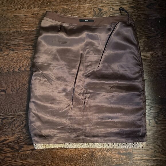 Hugo Boss Tweed Wool blend Miniskirt in Brown/Tan-Size 2 - Picture 6 of 10